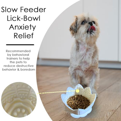 Dog Lick Bowl,Anxiety Relief Slow Feeder Dog Lick Mat Treat Dispenser, Non-Slip Licking Bowl Enrichment Toys for Small Medium Breeds Dogs (Beige, 12x12x7.6CM) - color: Beige
