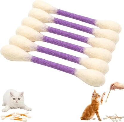 Cotton Swabs Cat with Catnip, 6 Pk Giant Kitten Chew Sticks,Interactive Kitty Kick Sticks for Cat Lovers Gift - Sturdy Teething Chew Toy (Purple) - color: Purple