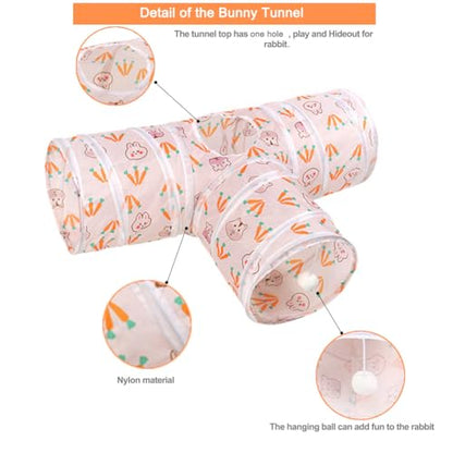 3 Way Washable Hideout Toys, Small Pet Tunnels and Tubes for Baby Rabbit Ferret Hamster Chinchilla Hedgehog Hiding and Resting (White) - color: White