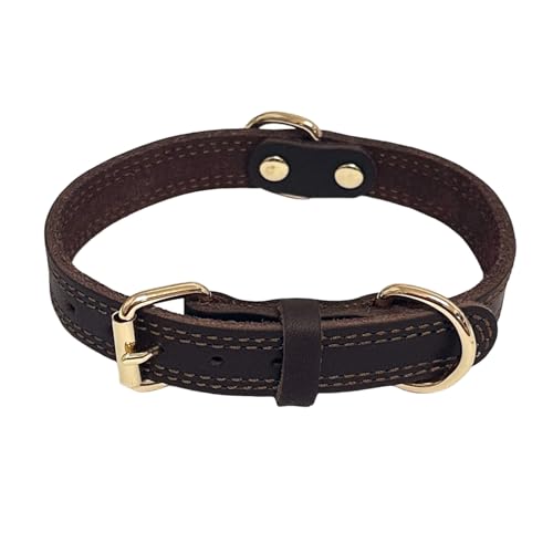 LWBMG Leather Dog Collar,Heavy Duty Dog Collar,Leather Dog Collar for Large Dogs,Soft and Strong Leather Adjustable Dog Collar for Medium Large Dogs Brown - color: Brown, size: L:1.2'' Wide for 16.2''-21.7'' Neck
