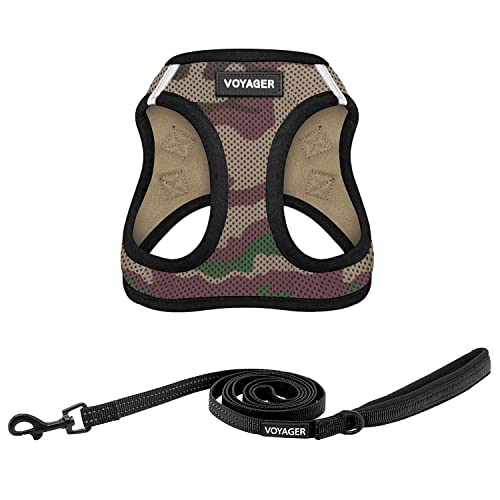Best Pet Supplies Voyager Step-in Air All Weather Mesh Harness and Reflective Dog 5ft Leash Combo with Neoprene Handle, for Small, Medium and Large Breed Puppies - Set (Army/Black Trim), X-Small - color: Harness Leash Bundle (Army/Black Trim), size: XS (C