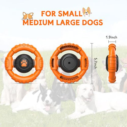 Dog Toys for Aggressive Chewers Large Medium Small Breed, Indestructible Durable Tough Dog Chew Toys to Keep Them Busy, Nylon Rubber Interactive Dog Toys - color: Orange