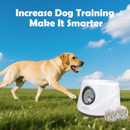 MEKAPLE Automatic Dog Ball Launcher, Upgraded Interactive Dogs Balls Thrower for Small Dogs, Distance Adjustable Mental Stimulating Dog Toys with 4 Durable Etpu Balls 2.2 Inch (Silver Grey) - color: Silver Grey