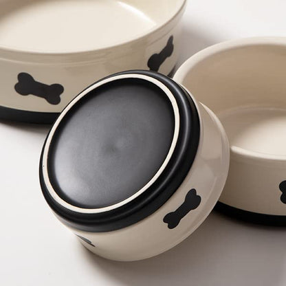 Sweejar Ceramic Dog Bowls with Bone Pattern, Dog Food Dish for Medium Dogs, Porcelain Pet Bowl for Water 35 Fl Oz (Fog Blue) - color: Fog Blue, style: Bone Pattern,6.8"x 2.9"(35 Fl Oz)