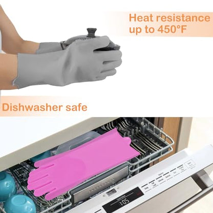 Pet Grooming Gloves, Dog Bathing Gloves with High-Density Teeth, Heat Resistant Silicone Cat Hair Remover with Enhanced Five Finger Design, Bathing and Massaging for Dogs and Cats (Pink) - color: Pink