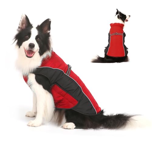 Warm Dog Winter Coat, Gimilife Dog Sweater Cold Weather Coats Waterproof Dogs Apparel Clothes Pet Jacket Padded Vest Outfit for Small Medium Large Dogs - color: Red, size: XS ( 4-7 LB | 10.23"Neck Girth )