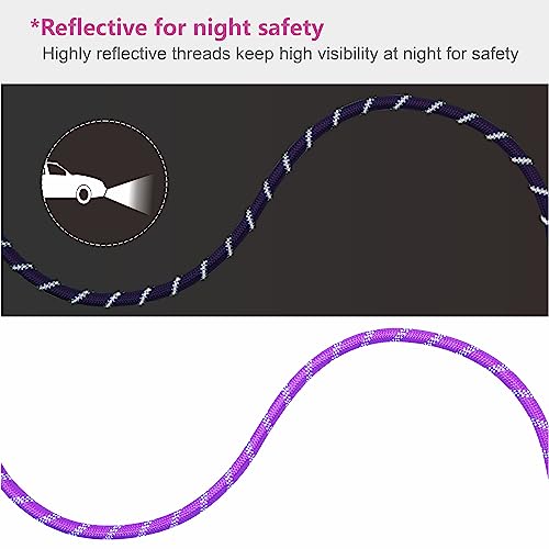 Dog Leash Heavy Duty 6ft, Double Handle Dog Leash with Padded Handle for Traffic Control, Reflective Rope Leashes for Large and Medium Dogs Night Control Safety Training (Purple) - color: Purple (25 to 120 lbs)