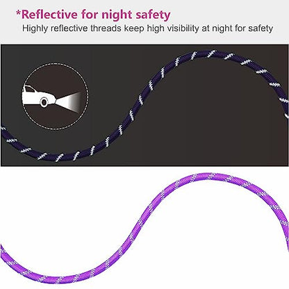 Dog Leash Heavy Duty 6ft, Double Handle Dog Leash with Padded Handle for Traffic Control, Reflective Rope Leashes for Large and Medium Dogs Night Control Safety Training (Purple) - color: Purple (25 to 120 lbs)
