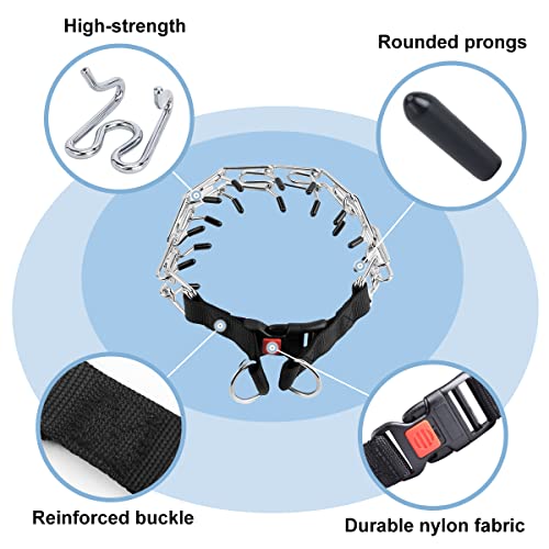 Dog Prong Collar, Adjustable Dog Training Collar with Quick Release Buckle for Small Medium Large Dogs - color: Black, size: L/3.5mm (Neck: 18"-20" Weight: 70 lbs)