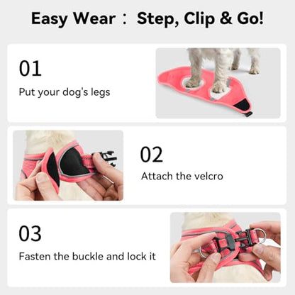 Joytale Small Dog Harness, Breathable Mesh Step-in Vest, Reflective Soft Padded Harnesses for Cats and Puppies Dogs, Pink, XXXS - color: Pink, size: XXXS--Chest: 10.5-12''