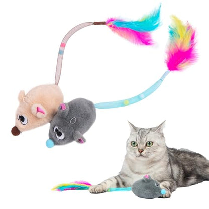 Catify by Best Pet Supplies Interactive Cat Toys – Plush, Motion-Activated & Squeaking Toys with Premium North American Catnip for Indoor Cats & Kittens - Squeaking Mice Set, Beige & Gray - color: Squeaking Mice Beige & Gray