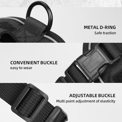 Tactical Dog Harness and Leash Set for Small Dogs - Military Puppy Vest Harness with Patches Vertical Handle Reflective Pet Harness for Walking Hiking Outdoor Training (Black, XXXS) - size: Xxxs