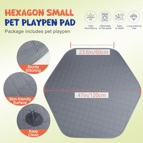 Pawaboo Small Animals Playpen with Pad, Waterproof Small Pet Cage Tent with Reusable Pad, Portable Outdoor Yard Fence for Chick/Kitten/Puppy/Guinea Pig/Rabbits/Chinchillas, Green + Grey - color: Green + Grey
