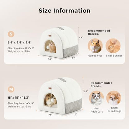 ZOMISIA Cat Bed Cave for Indoor Cats, 2-in-1 Cat Cave for Kittens and Small Pets with Removable Washable Cushioned Pillow, Enclosed Cat Bed Cozy Cat House Hideout with Non-Slip Bottom, 15 Inches