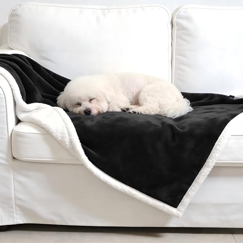 Dog Blankets for Small Dogs, Soft Puppy Blanket, Pet Blankets for Cats, Lightweight & Washable, Perfect for Dog Beds, Car Seats, Creat, 30x40 inches - color: Black