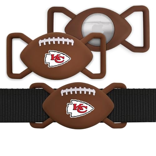 NFL Kansas City Chiefs Football Apple AIR TAG Holder 2-Pack for Dogs & Cats, Case for Apple Airtag Tracker, GPS Dog Tracking Device Collar Holder - color: KANSAS CITY CHIEFS, size: 2 Pack, style: Pull-through Collar