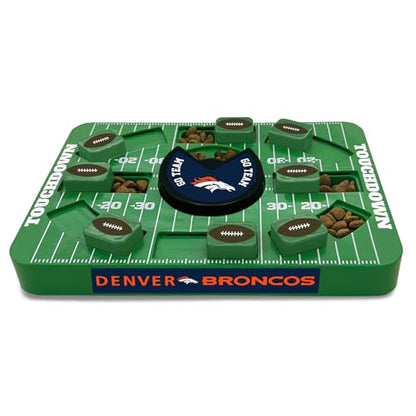Pets First NFL Denver Broncos Large Puzzle Toy, New Size, Interactive Dog Treat & Slow Feeding Toy - color: DENVER BRONCOS, size: Large