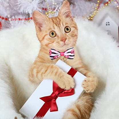 Reginary 100 Pieces Dog Bow Tie Collar Set Include 40 Dog Neckties, and 30 Puppy Bowties, 30 Collar Flowers, Adjustable Pet Ties Grooming for Small Medium Cats Pets Supply(Donut) - style: Donut