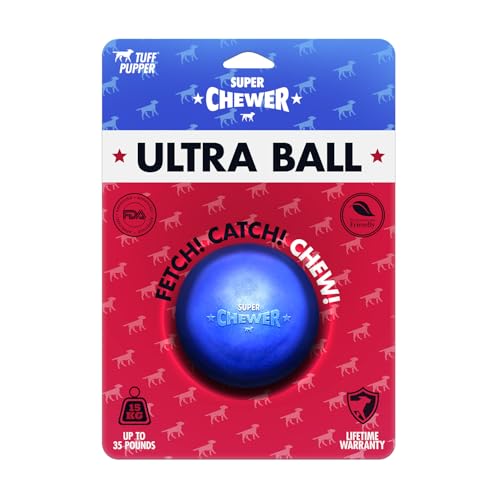 SuperChewer Tough Dog Ball Toy | Lifetime Replacement | Strong Natural Rubber | Great Dog Fetch Toy | Chew Toys for Dogs | Ultra Durable Chew Toys for Aggressive Chewers | Large Breed Tested - size: Small - 2 Inch / 6 oz