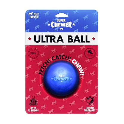 SuperChewer Tough Dog Ball Toy | Lifetime Replacement | Strong Natural Rubber | Great Dog Fetch Toy | Chew Toys for Dogs | Ultra Durable Chew Toys for Aggressive Chewers | Large Breed Tested - size: Small - 2 Inch / 6 oz