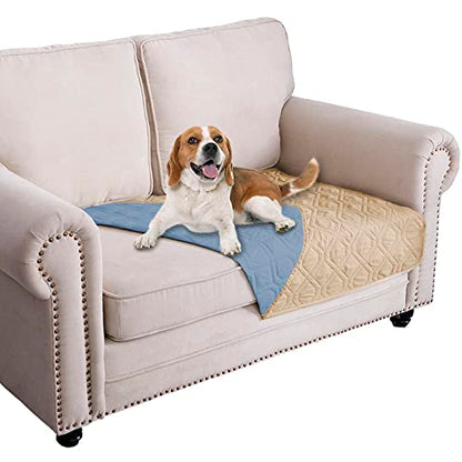 Ameritex Waterproof Dog Bed Cover Pet Blanket for Furniture Bed Couch Sofa Reversible - color: Sand+stoneblue, size: 30x53 Inch (Pack of 1)