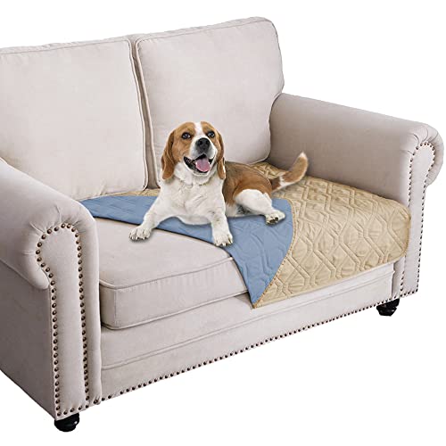 Ameritex Waterproof Dog Bed Cover Pet Blanket for Furniture Bed Couch Sofa Reversible - color: Sand+stoneblue, size: 30x53 Inch (Pack of 1)