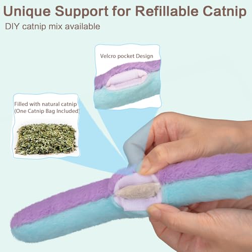 Retro Shaw Cat Toys Pillows, Refillable Catnip Toys with Crinkle Sound Inside, Interactive Indoor Cat Nip Kitten Kicker Kitty Toy Promotes Exercise, 3 Pack - size: 8 Inches