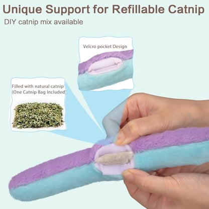 Retro Shaw Cat Toys Pillows, Refillable Catnip Toys with Crinkle Sound Inside, Interactive Indoor Cat Nip Kitten Kicker Kitty Toy Promotes Exercise, 3 Pack - size: 8 Inches