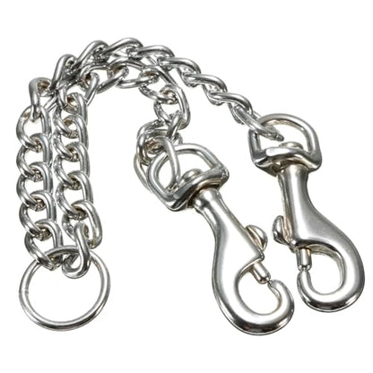 Double Dog Coupler Stainless Steel Leash Splitter Twin Lead Chain for Walking Two Dogs with Dual Swivel Hooks 16 Inch