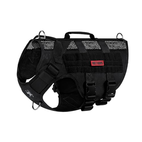 OneTigris No Pull Dog Harness for Small Dog, Mesh Design Breathable Military Dog Molle Vests with Handles, Service Dog Vest Harness for Walking Hiking Training - color: Black, size: S
