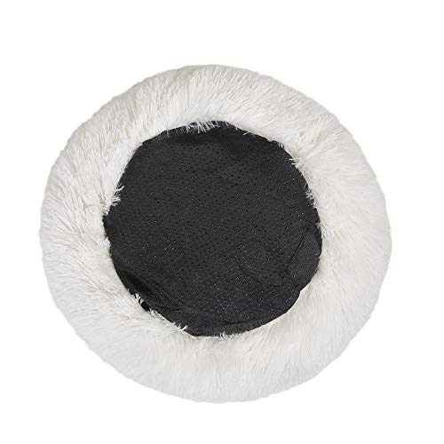 otoez Kitten Puppy Bed Extra Small XS Round Dog Cat Beds Anti Anxiety Plush Pet Calming Donut Bed with Non-Slip Waterproof Bottom, Washable (15.7", White) - color: White, size: 15.7"