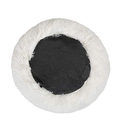 otoez Kitten Puppy Bed Extra Small XS Round Dog Cat Beds Anti Anxiety Plush Pet Calming Donut Bed with Non-Slip Waterproof Bottom, Washable (15.7", White) - color: White, size: 15.7"