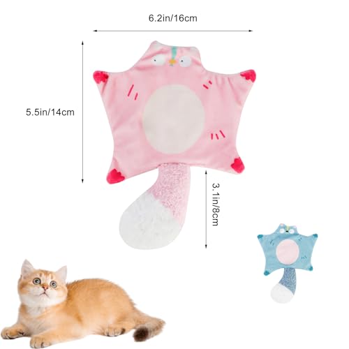 Andiker Catnip Cat Toys, Flying Squirrel Shape Plush Cat Toy with Crinkle Paper and Natural Catnip, Interactive Cat Toys for Indoor Cats and Kittens to Sniff Scratch Bite and Reduce Boredom (Pink) - color: Pink