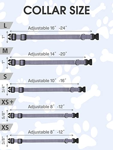 Reflective Dog Collar, Sturdy Nylon Collars for Puppy and Extra Small Girl and Boy Dogs, Adjustable Dog Collar with Quick Release Buckle,Gray,3/8" Width - color: Gray, size: X-Small (Pack of 1)