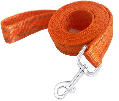 Reflective Dog Leash 4Ft /5 Foot /6 Feet Long, 1 Inch Wide, for Small and Medium Dogs - color: Reflective Orange, size: 1'' x 4 FT