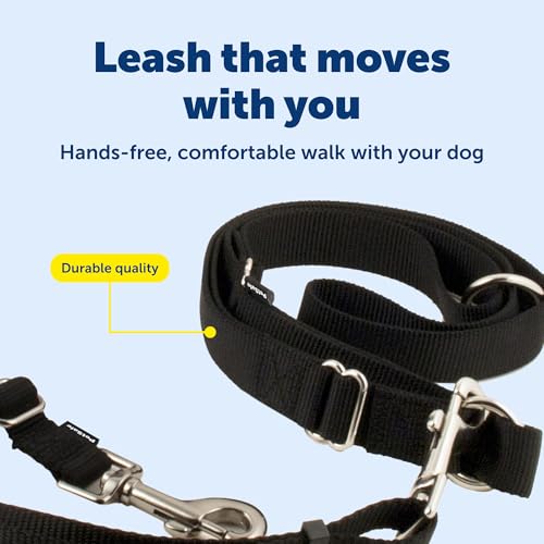 PetSafe Hands Free Adjustable Dog Leash - Great for Running, Jogging, Walking and Hiking - Wear Around the Waist - Black