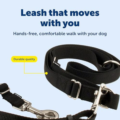 PetSafe Hands Free Adjustable Dog Leash - Great for Running, Jogging, Walking and Hiking - Wear Around the Waist - Black