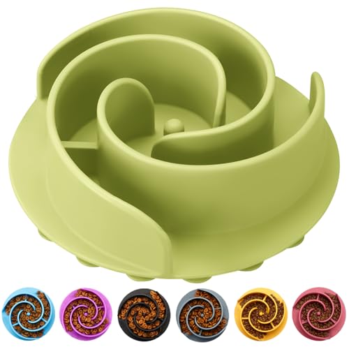 Slow Feeder Dog Bowls Insert, Animire Soft Silicone Slow Eating Dog Food Bowl for Small, Medium and Large Dogs, Compatible with Regular and Elevated Bowls - color: Green, size: S