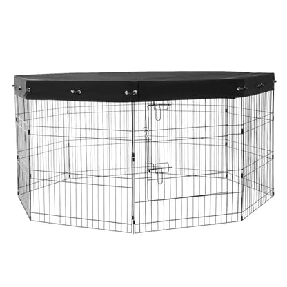 VEVOR Dog Playpen, 8 Pcs 30"H x 24"W Panels Foldable Metal Pet Exercise Pen, Dog Fence Indoor and Outdoor Pen with Door, 600D Oxford Fabric Top Cover, Pet Playpen for Dogs, Cats, Other Small Animals - size: 8 panels 30*24in, style: Playpen + Top Cover