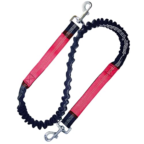 Bungee Dog Leash Extension Attachment 4ft with Double Swivel Clips for Bicycle, Running，Reflective Shock Absorbing Lead for Dogs up to 150 lbs (1, Red-Reflective) - color: Red-Reflective