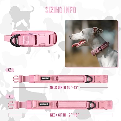 OneTigris Small Dog Collar with Handle, Soft and Adjustable Nylon Collar with Quick-Release Buckle, Lightweight No-Choke Design for Small Dogs(Pink, XS) - color: Pink, size: XS(10"-13")