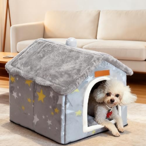 Dog House Indoor, Foldable Soft Kennel Bed with Cushion for Small Medium Large Dogs Cats, Winter Warm Cat Nest Puppy Cave (XL-Within 40 lbs) - size: XL-within 40 lbs