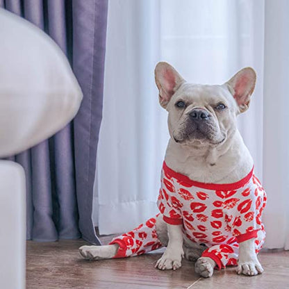 CuteBone Dog Pajamas Valentines Costumes Fleece Pet Clothes Puppy Onesie Winter Holiday Cute Cat Jammies Keep Your Pet Warm in The Cold Weather P116S - color: Kisses, size: Small
