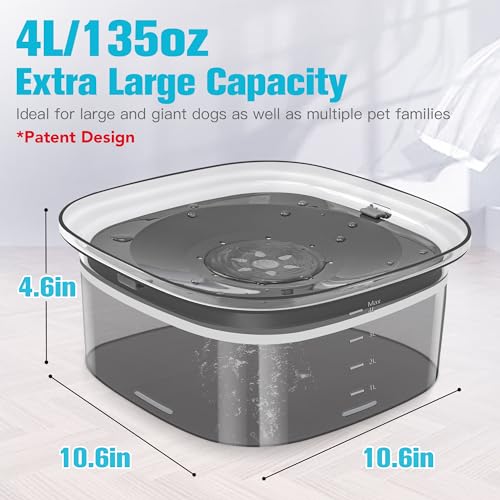 UPSKY 4L Dog Water Bowl 135oz No Spill Dog Bowl Extra Large Capacity Slow Drinking Water Feeder, Splash Proof Pet Water Dispenser Vehicle Carried Travel Water Floating Bowl for Dogs, Cats - color: I-Black, size: 4 L