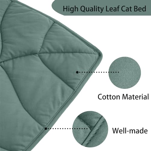 Letalong 30 X 20 Inch Leaf Shaped Cotton Cat Bed Pad, Warming Cat Mat, Pet Warming Pad for Cats, Warmer Mat for Feral and Indoor Cats, 2025 Enlarged and Thickened Leaf Beds - color: Green-01