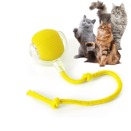 Rocfish Durable Interactive Cat Toys for Indoor Cats, Smart Automatic Cat Chase Ball Toy, Upgraded Speedy Tail Kitten Toy for Bored Indoor Adult Pets (Yellow) - color: Yellow