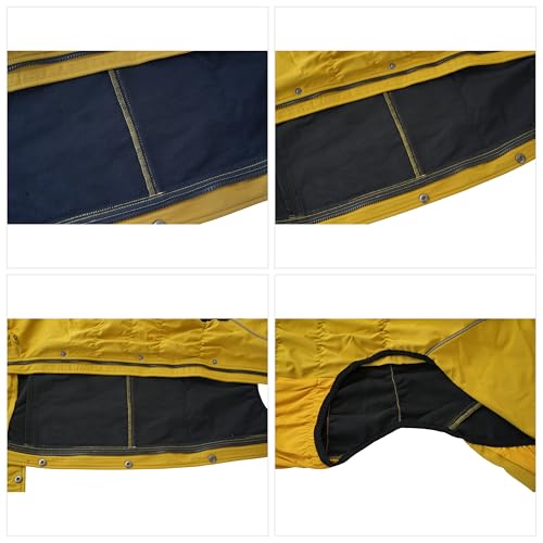 LOVELONGLONG Fleece-Lined Dog Raincoat with Removable Hood – Waterproof Winter Full Body Dog Jacket – Windproof Snowproof Cold-Weather Suit – Yellow-F XXS - color: Mustard Yellow Fleeced, size: XXS (Back 9")