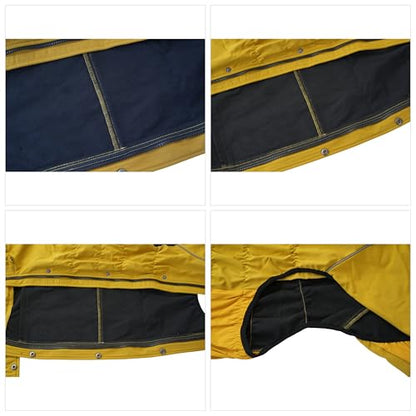 LOVELONGLONG Fleece-Lined Dog Raincoat with Removable Hood – Waterproof Winter Full Body Dog Jacket – Windproof Snowproof Cold-Weather Suit – Yellow-F XXS - color: Mustard Yellow Fleeced, size: XXS (Back 9")