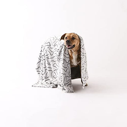 Bone Dry Embossed Bone Collection, Pet Blanket, 36x48, Black - color: Black