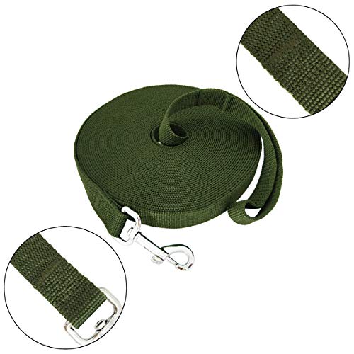 TAIDA 20ft 30ft 40ft 50ft Nylon Long Training Dog Leash for Small Medium Large Dogs, Long leashes Dog/Puppy Lead for Obedience Recall Training, Camping, or Backyard, 1 inch Wide (50 Foot, Green)